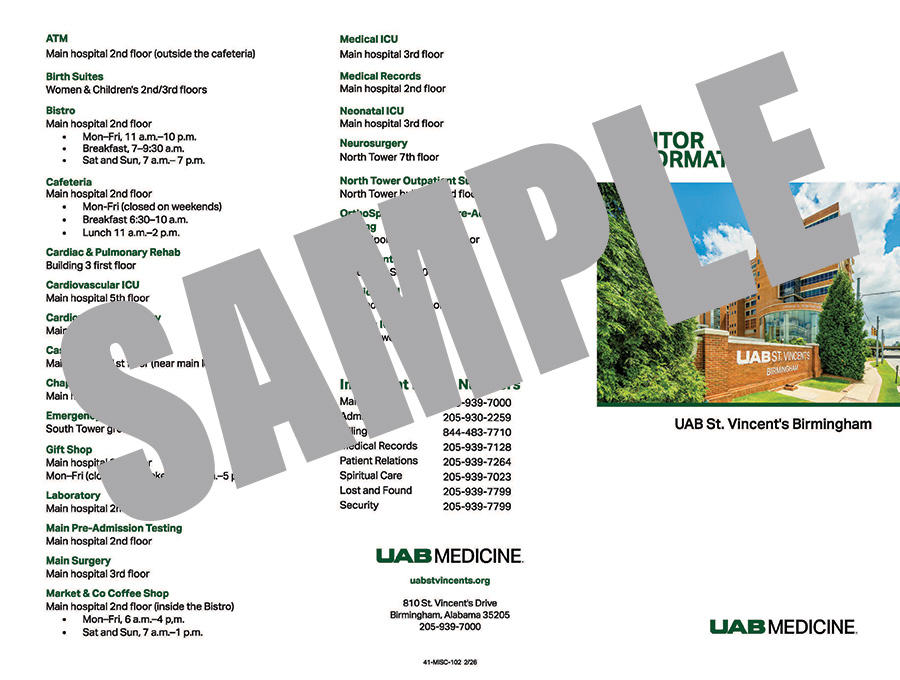 ST. VINCENT'S BIRMINGHAM VISITOR MAP BROCHURE