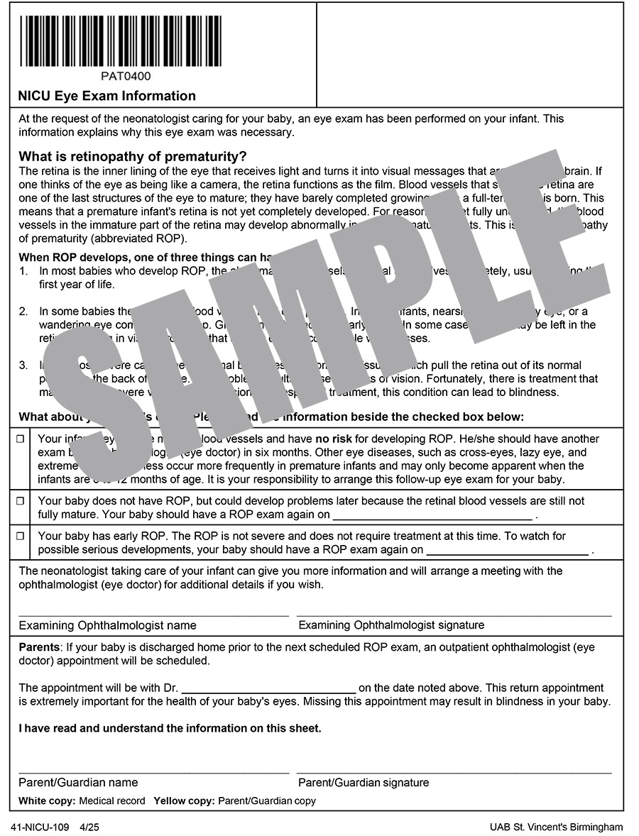 EYE EXAM INFORMATION