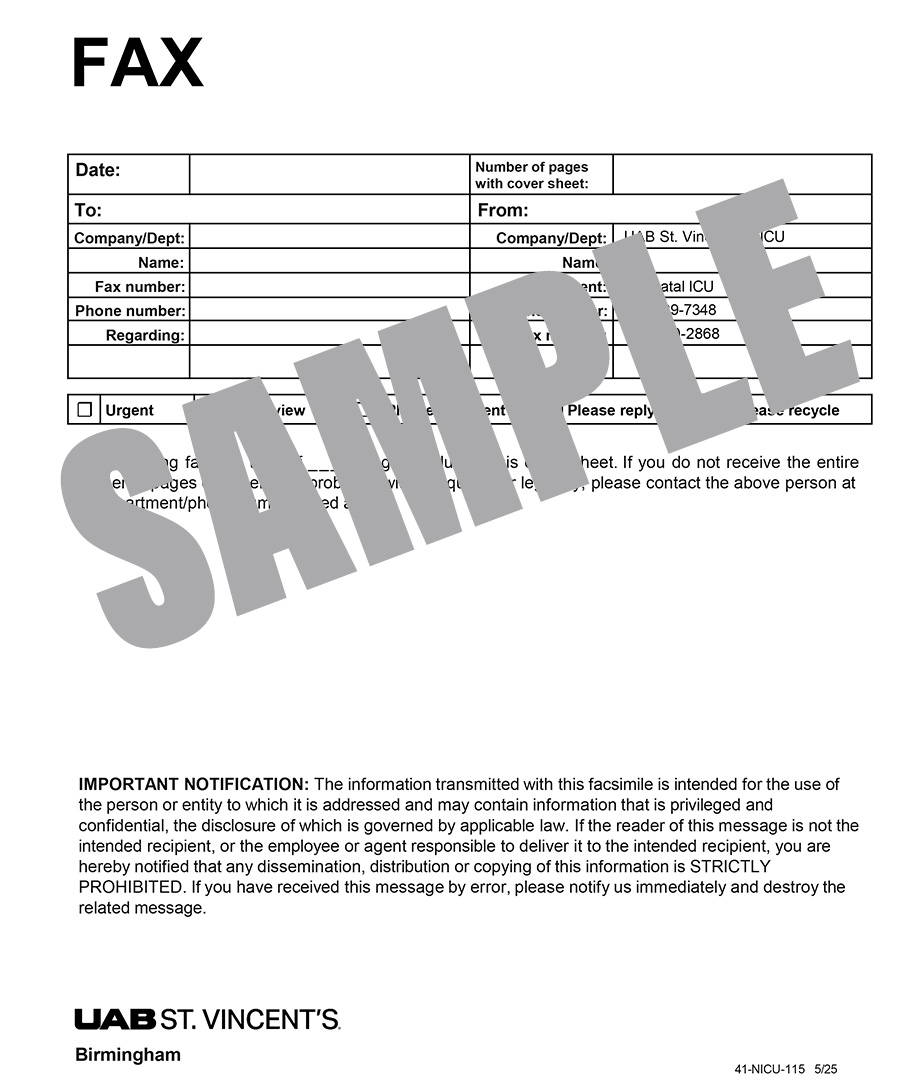NICU FAX FORM