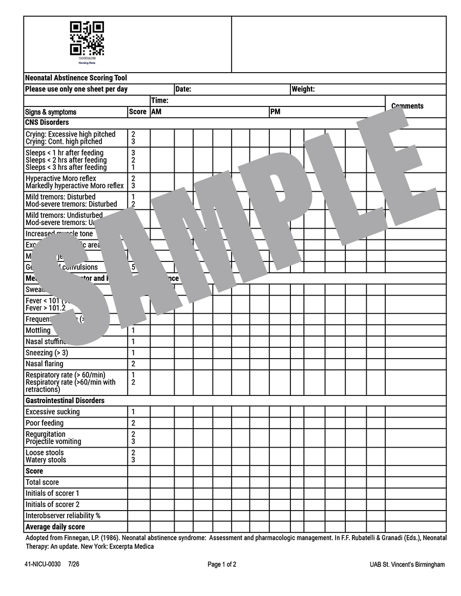 NEONATAL ABSTINENCE SCORING TOOL