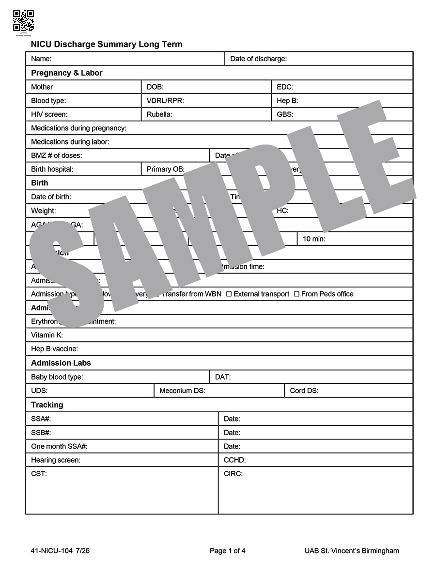 DISCHARGE SUMMARY LONG TERM