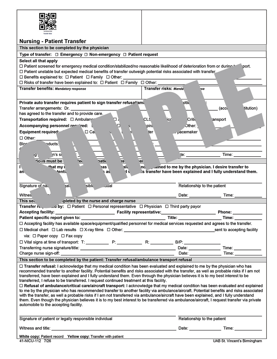 NURSING PATIENT TRANSFER