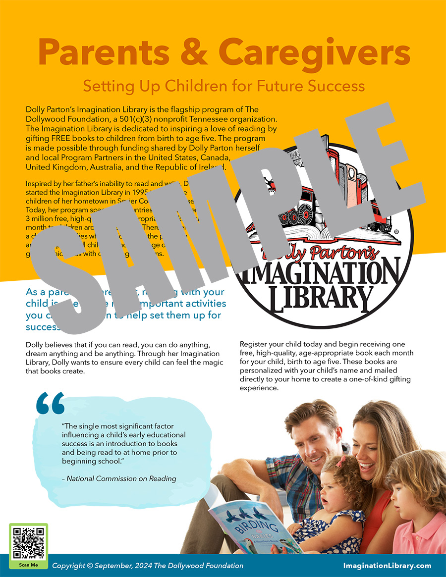 DOLLY PARTONS IMAGINATION LIBRARY FLYER