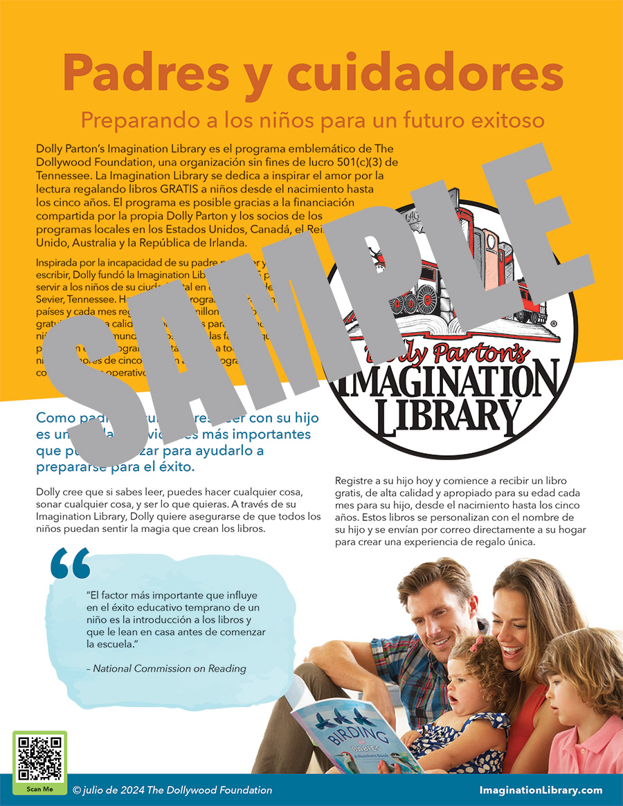 DOLLY PARTONS IMAGINATION LIBRARY FLYER - SPANISH