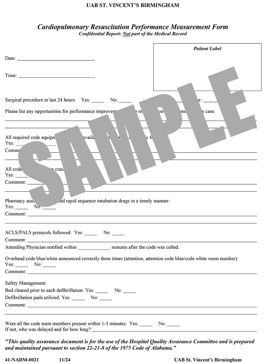 CODE BLUE DEBRIEF (CARDIOPULMONARY RESUSCITATION QUALITY)