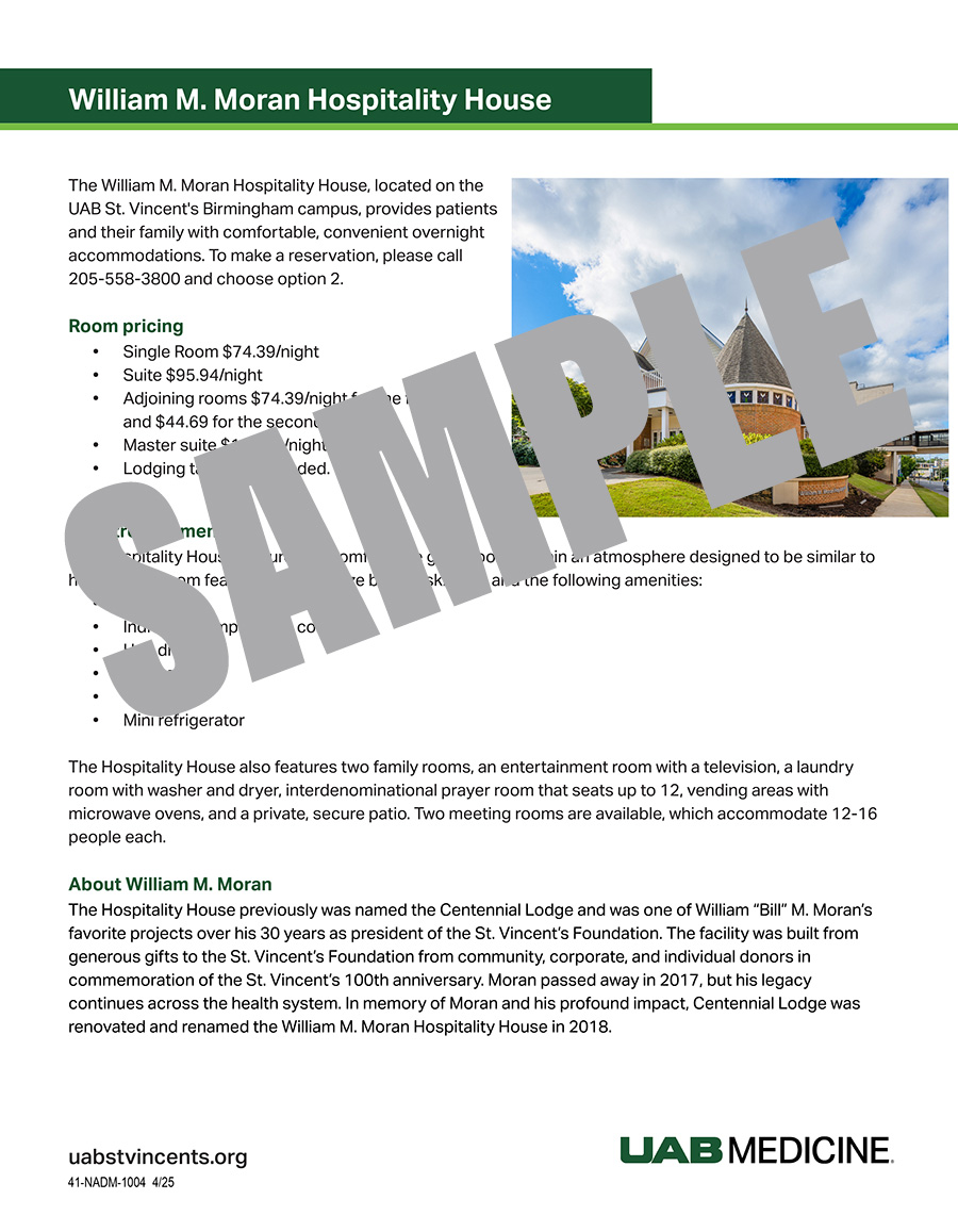 HOSPITALITY HOUSE INFORMATION FLYER