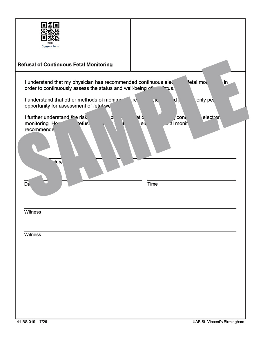 REFUSAL OF CONTINOUS FETAL MONITORING