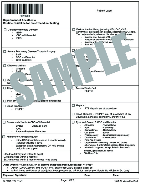 PRE PROCEDURE ANESTHESIA GUIDELINES