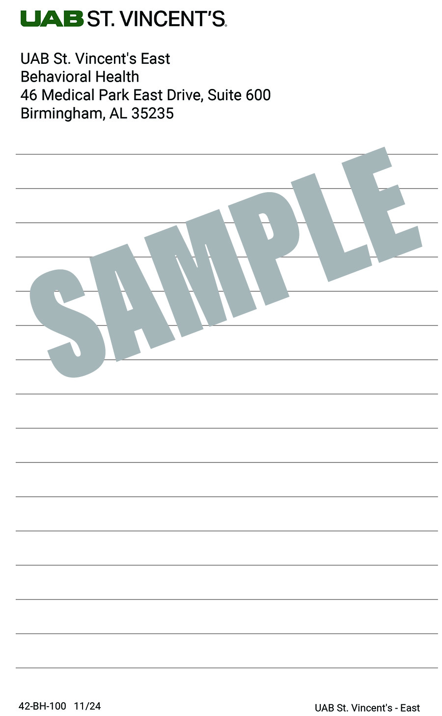 BEHAVIORAL HEALTH NOTEPAD