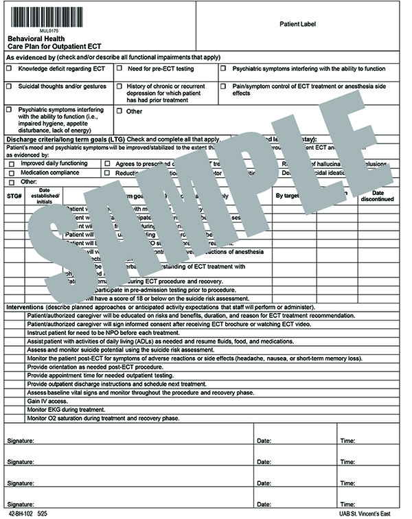 CARE PLAN FOR OP ECT