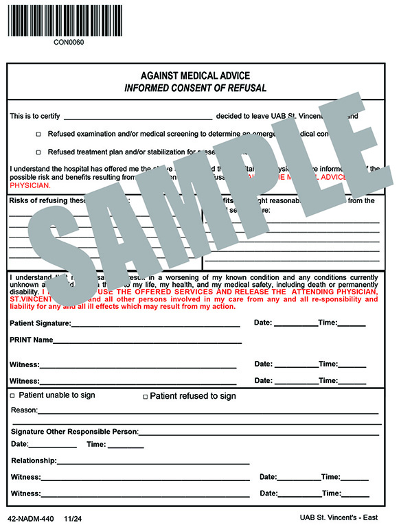 AGAINST MEDICAL ADVICE - EAST