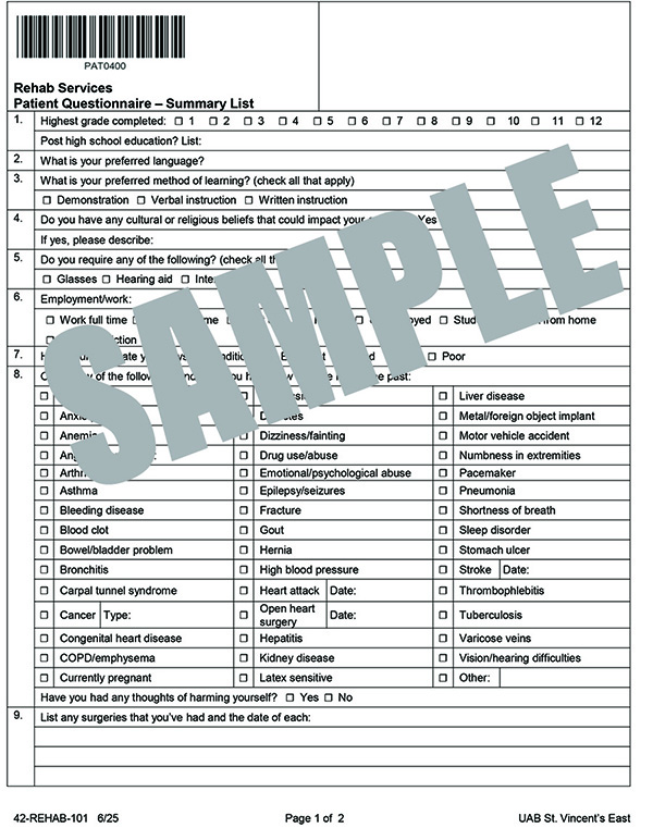 PATIENT QUESTIONNAIRE