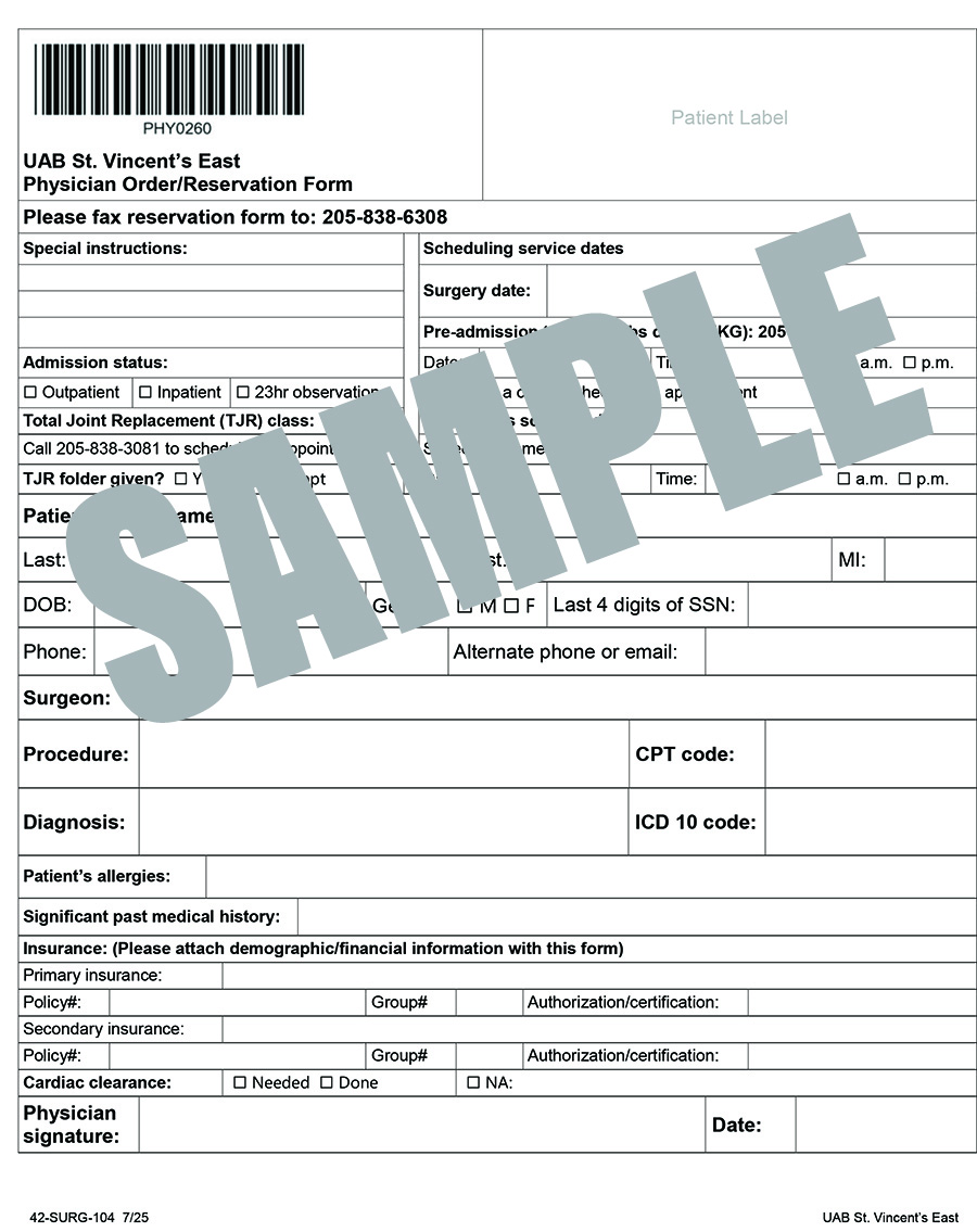 ORTHO SURGERY REGISTRATION