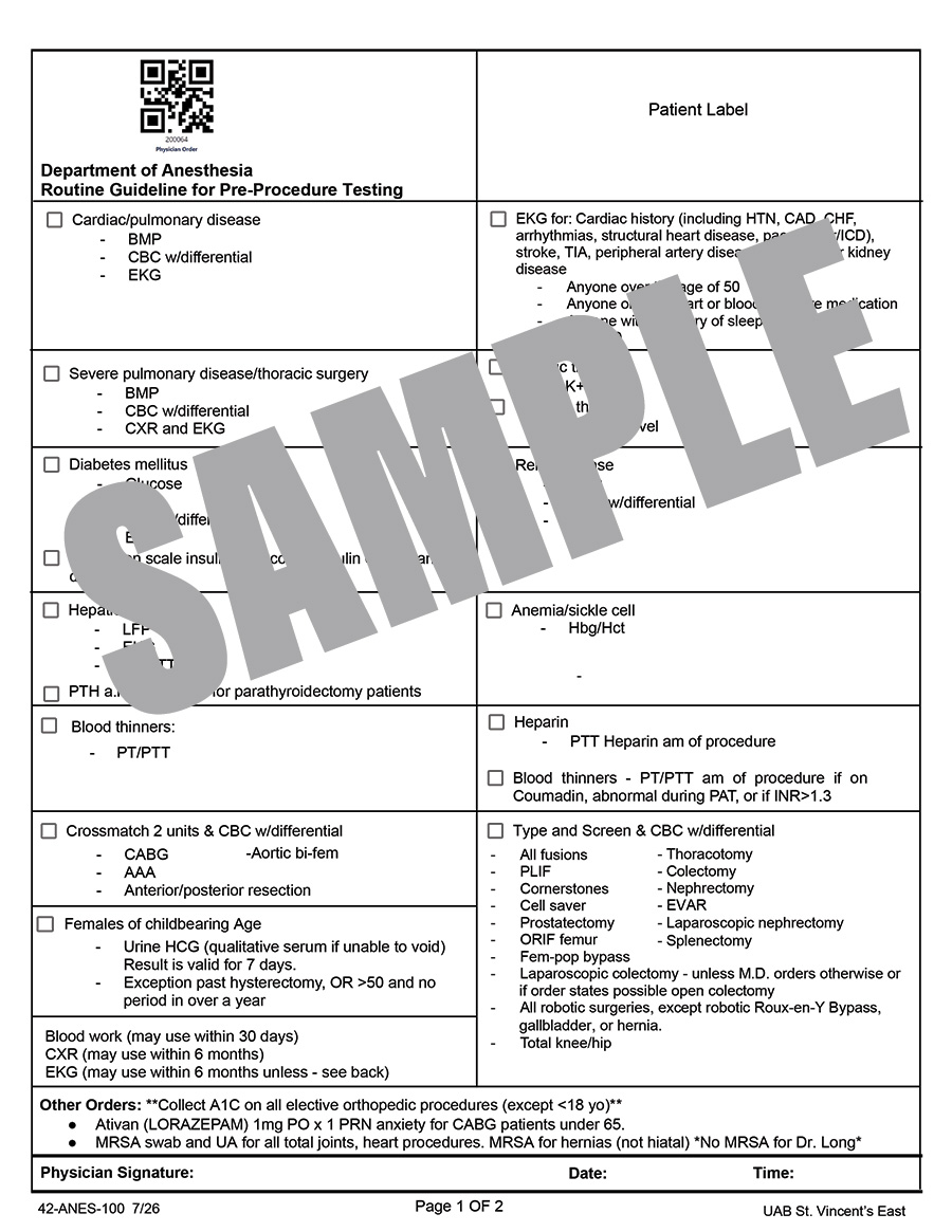 PRE PROCEDURE ANESTHESIA GUIDELINES