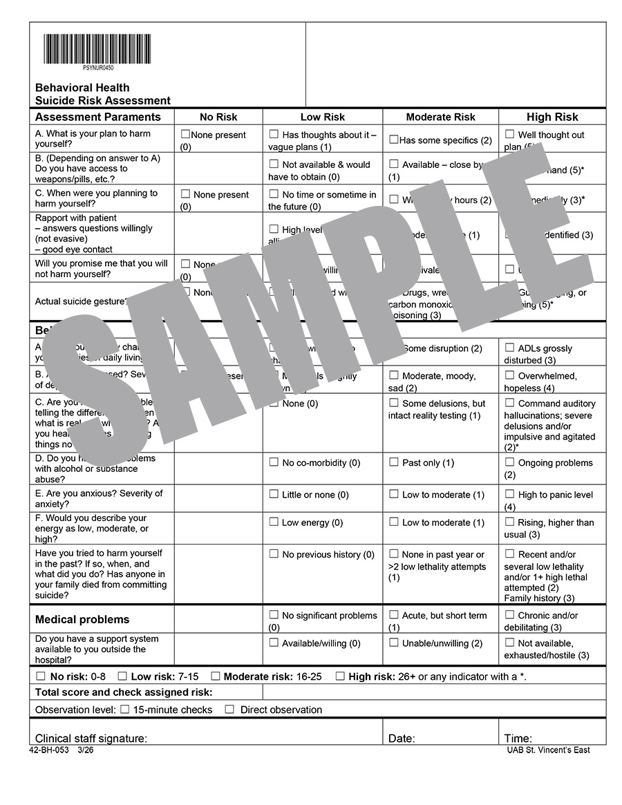 SUICIDE RISK ASSESSMENT