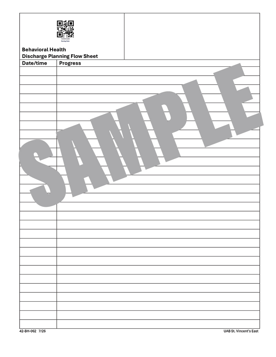 BEH HEALTH DISCHARGE PLANNING FLOW SHEET