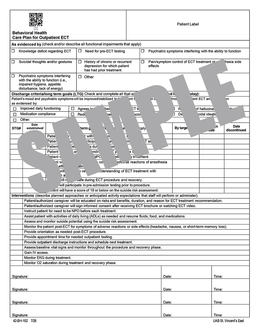CARE PLAN FOR OP ECT