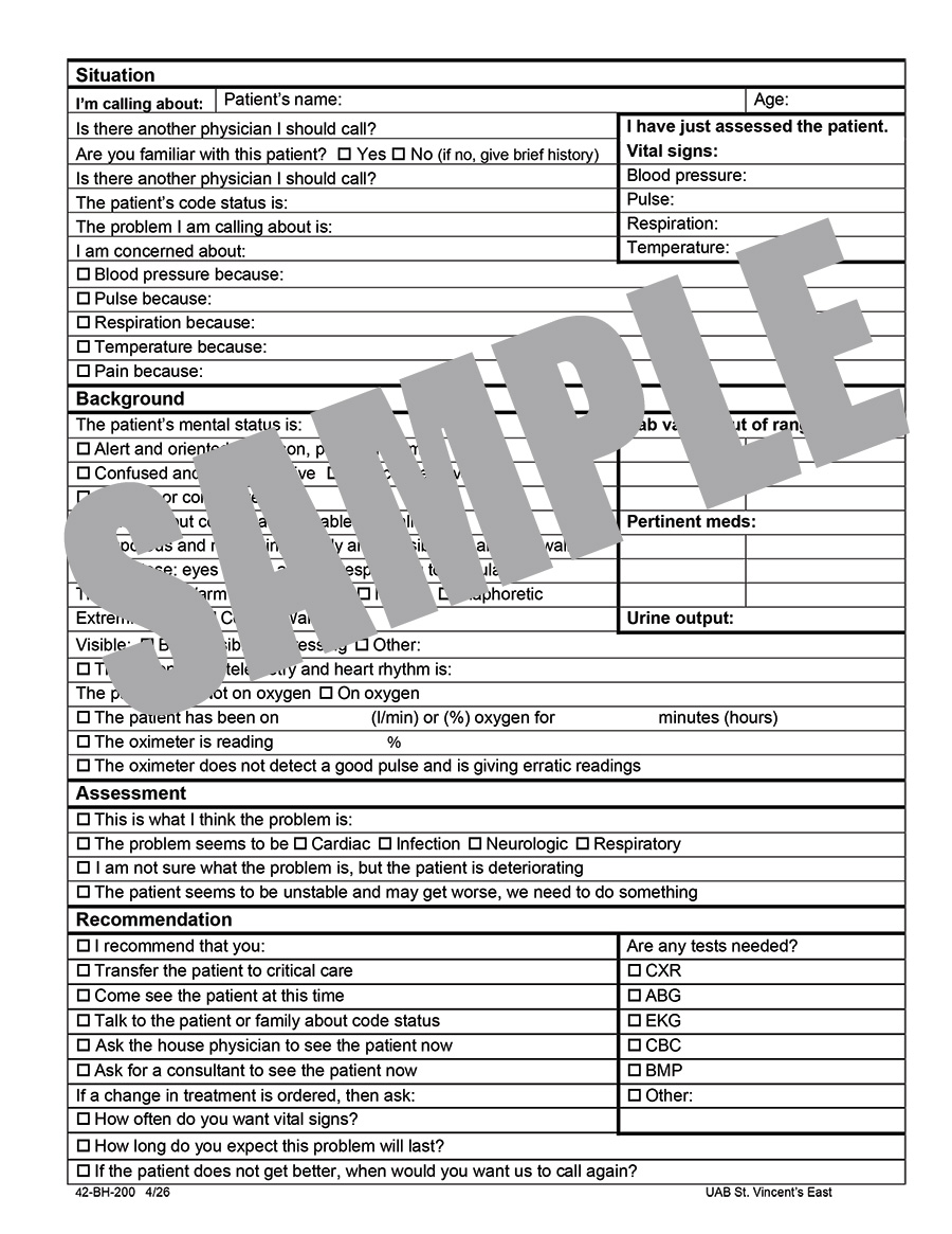 SBAR FORM