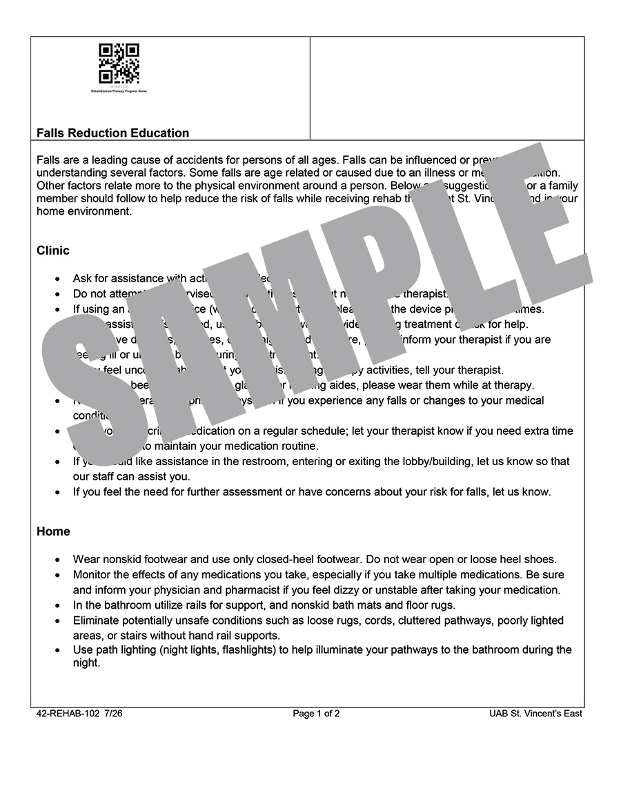 FALLS RISK REDUCTION EDUCATION