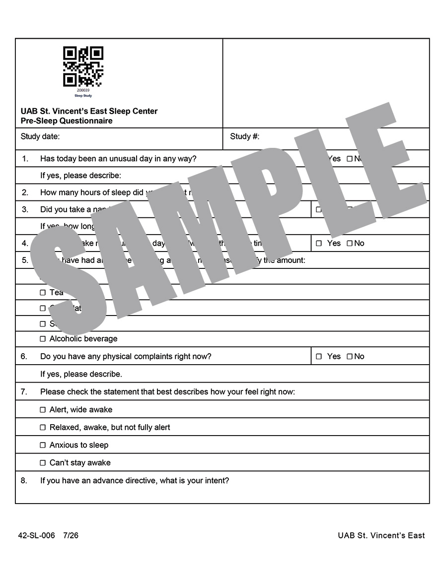 PRE-SLEEP QUESTIONNAIRE