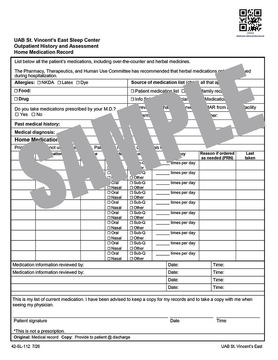 OP HISTORY AND ASSESSMENT HOME MEDICATION RECORD