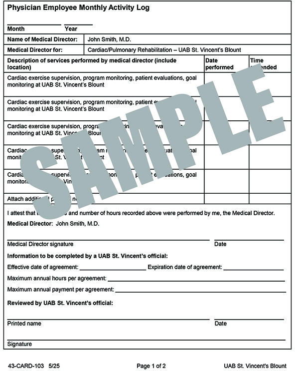 PHYSICIAN EMPLOYEE MONTHLY ACTIVITY