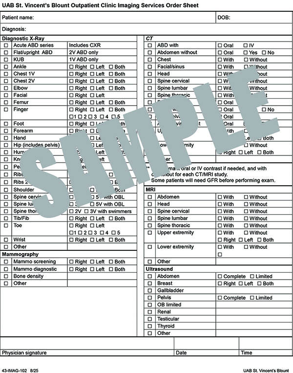 PHYSICIAN OP CLINIC IMAGING ORDERS
