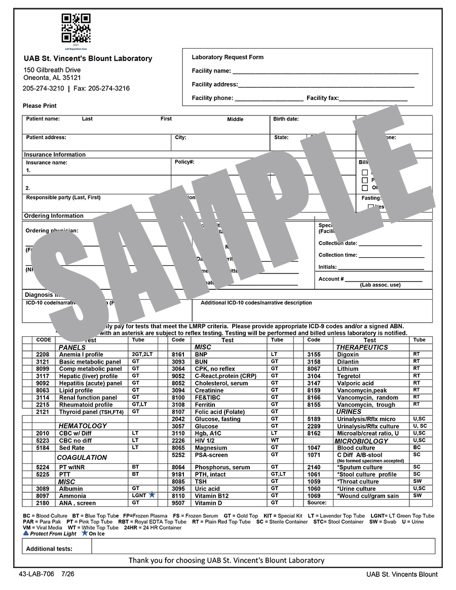 LAB REQUEST FORM - GENERAL