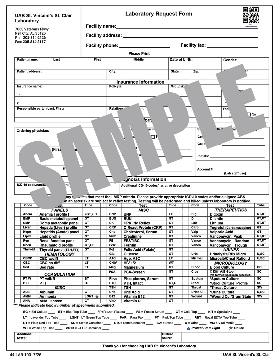 LAB REQUEST FORM - GENERAL