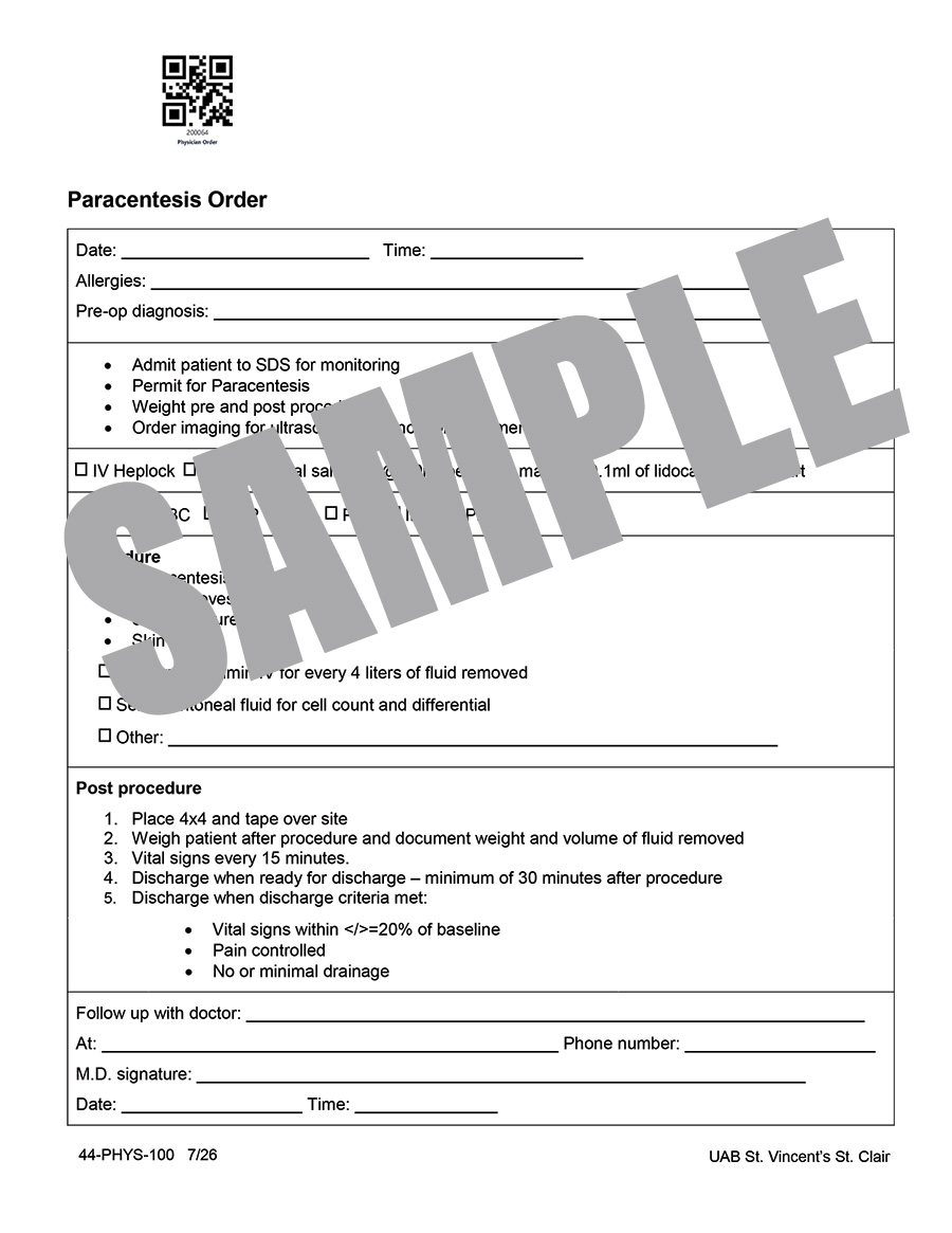 PARACENTESIS ORDER