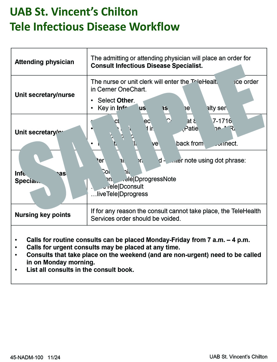 TELE INFECTIOUS DISEASE WORKFLOW