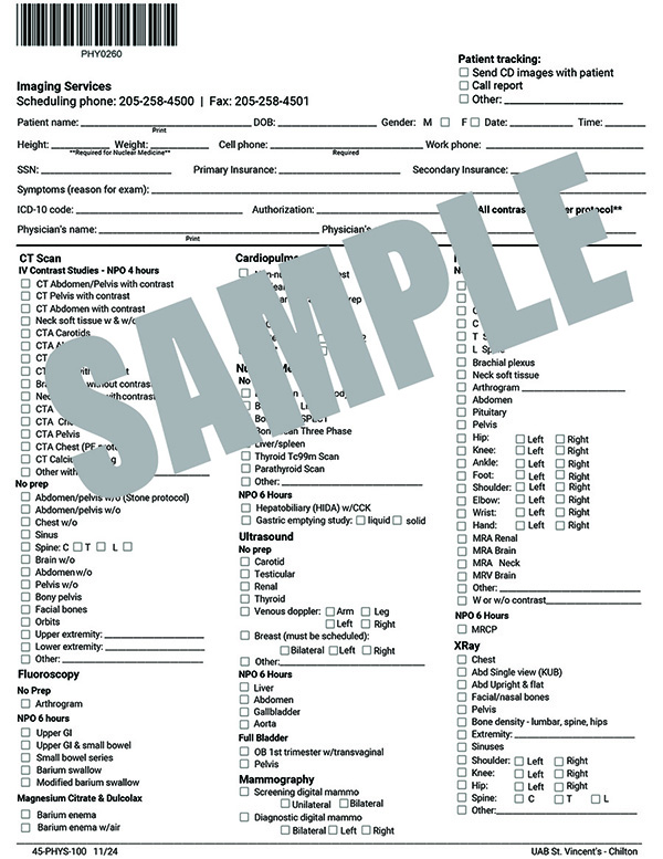 IMAGING PHYSICIAN ORDERS
