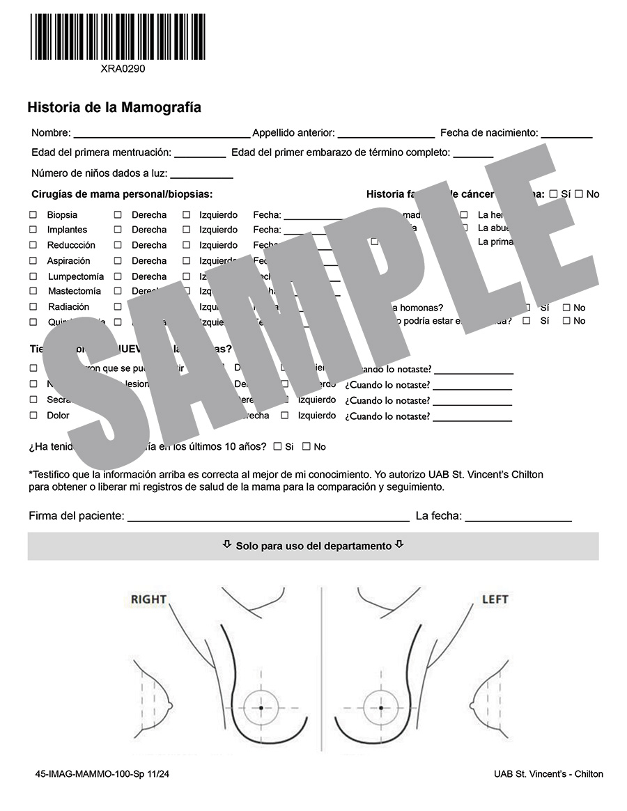 MAMMOGRAPHY HISTORY - SPANISH