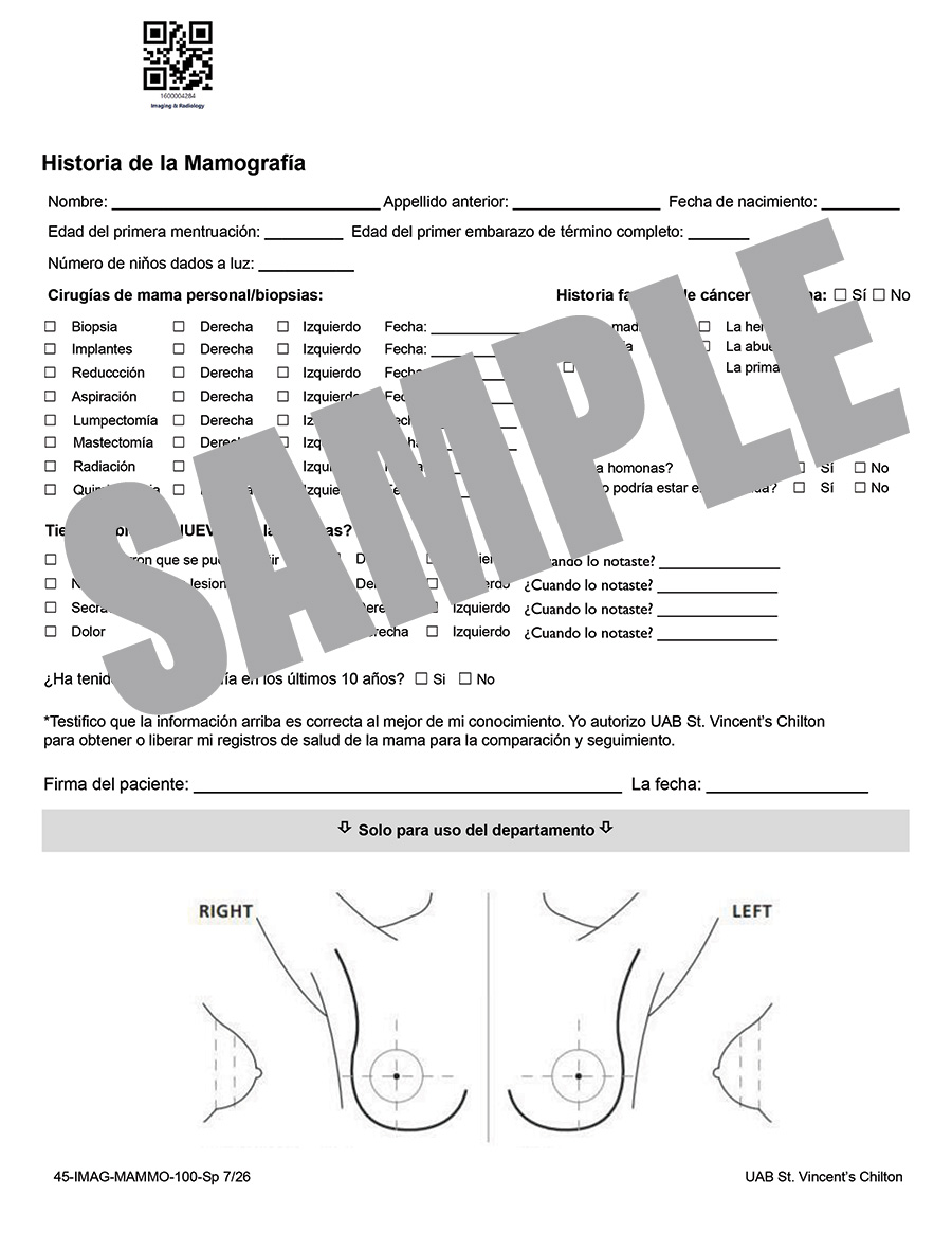 MAMMOGRAPHY HISTORY - SPANISH