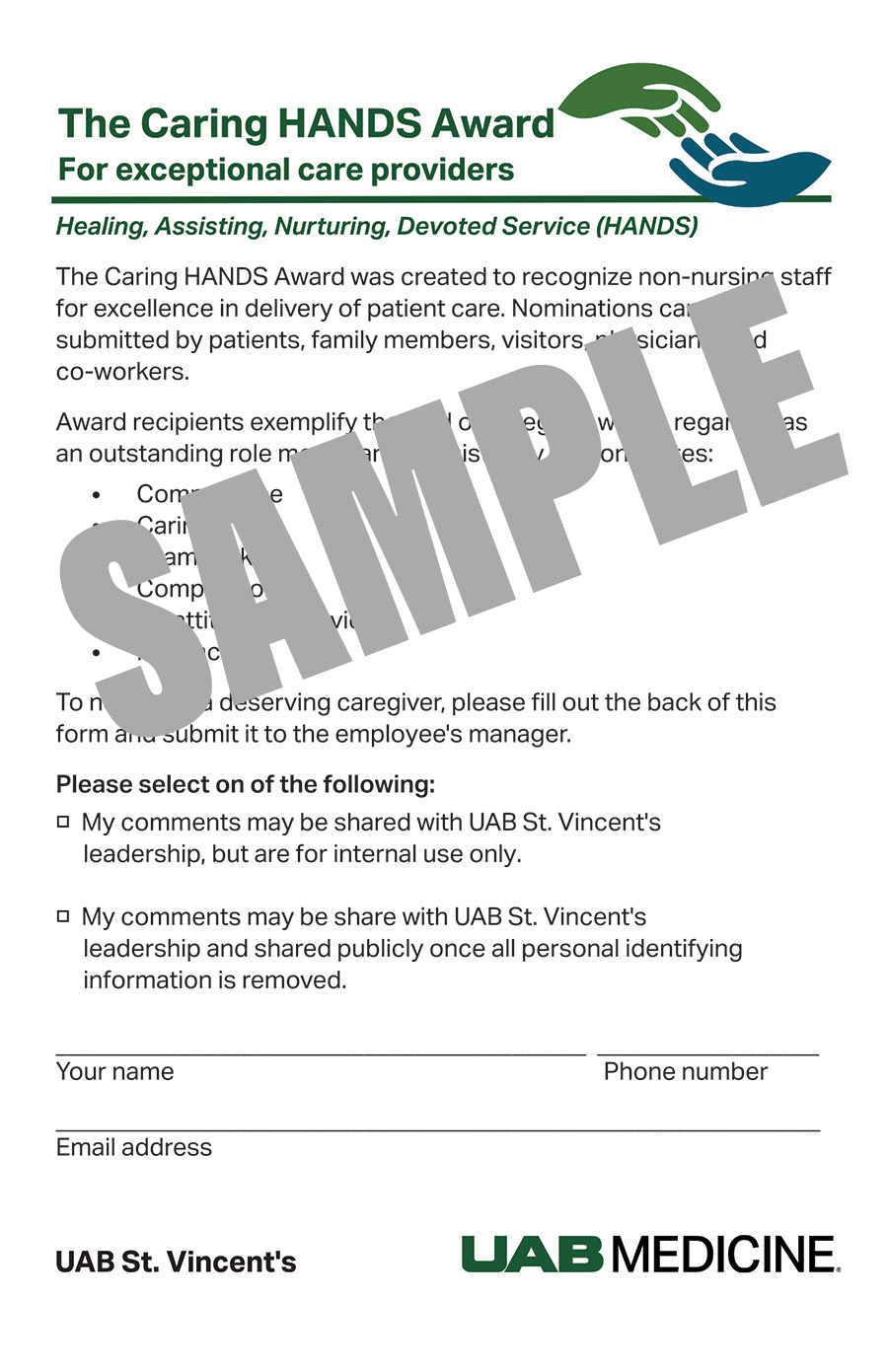 CHILTON CARING HANDS AWARD