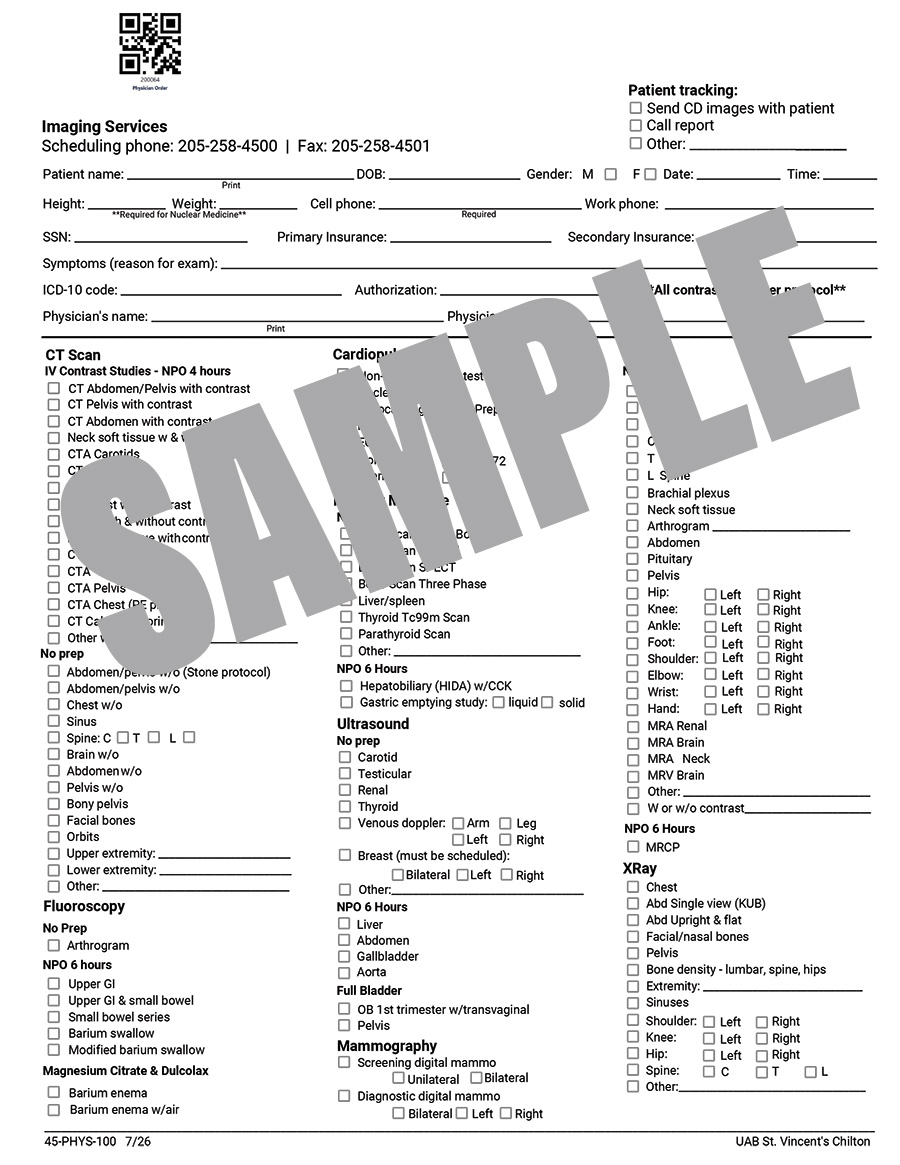 IMAGING PHYSICIAN ORDERS