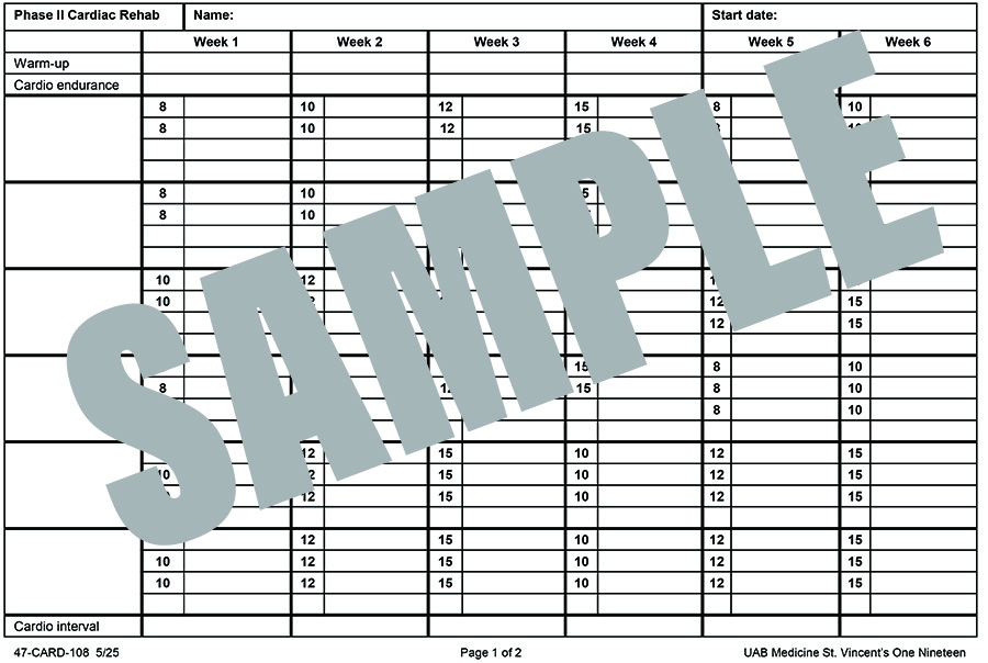 CARDIAC REHAB EXERCISE LOG
