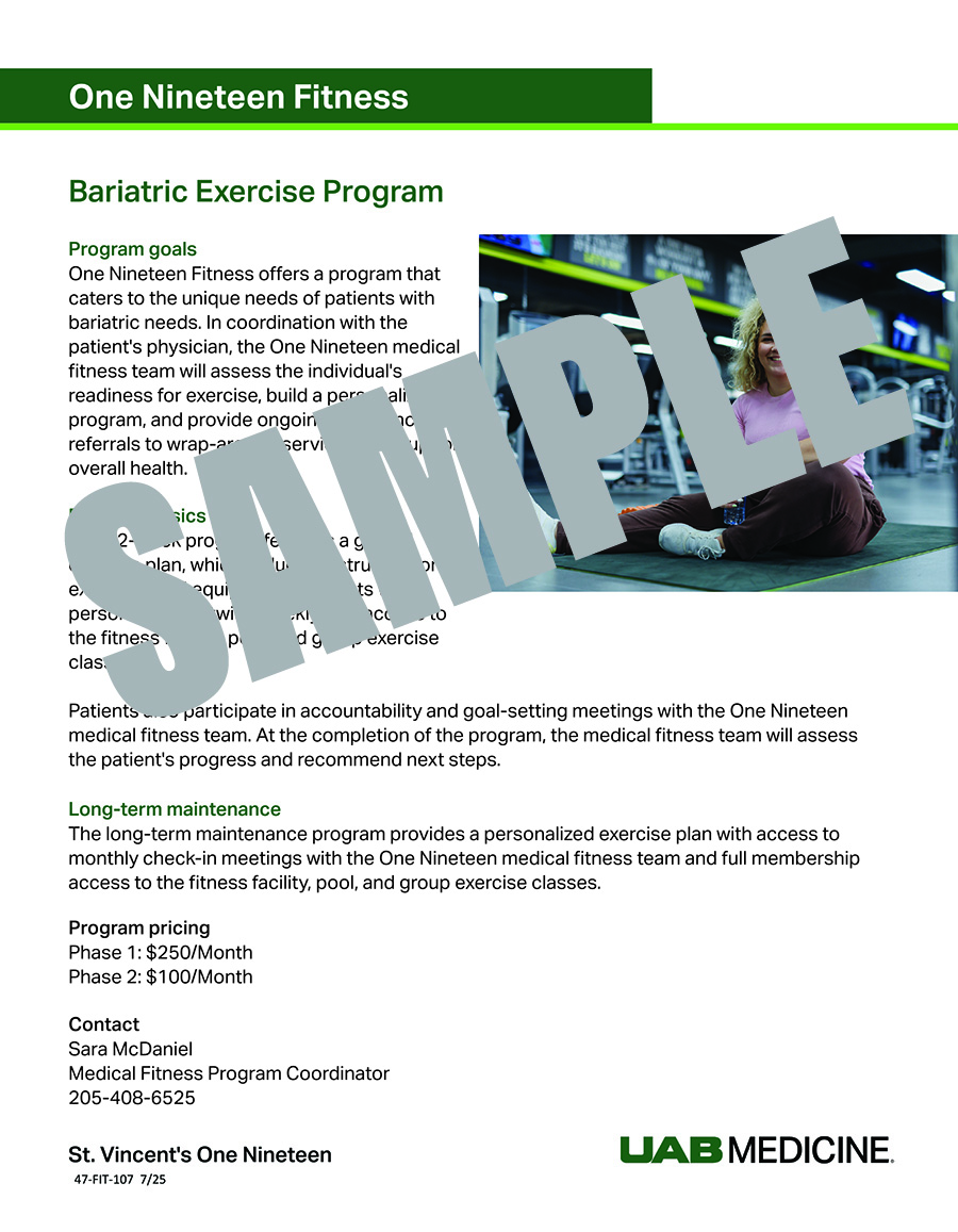 BARIATRIC EXERCISE PROGRAM FLYER