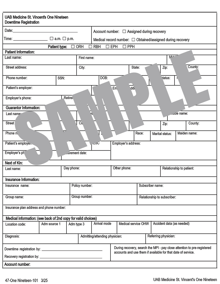 DOWNTIME REGISTRATION FORM