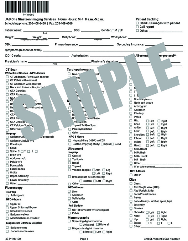 IMAGING PHYSICIAN ORDERS