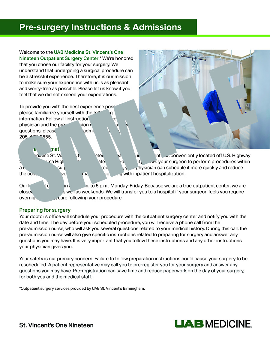 PRE-SURGERY BROCHURE