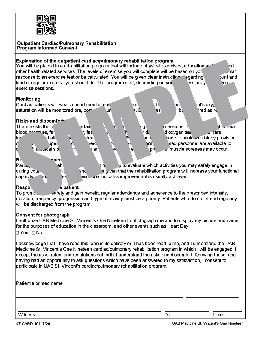 INFORMED CONSENT - OP CARDIAC REHAB PROGRAM