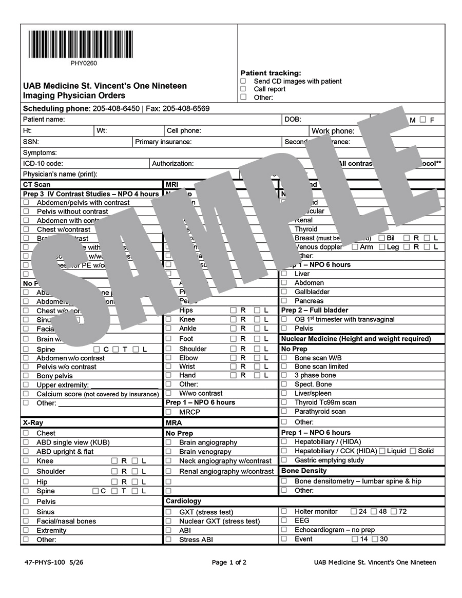 IMAGING PHYSICIAN ORDERS