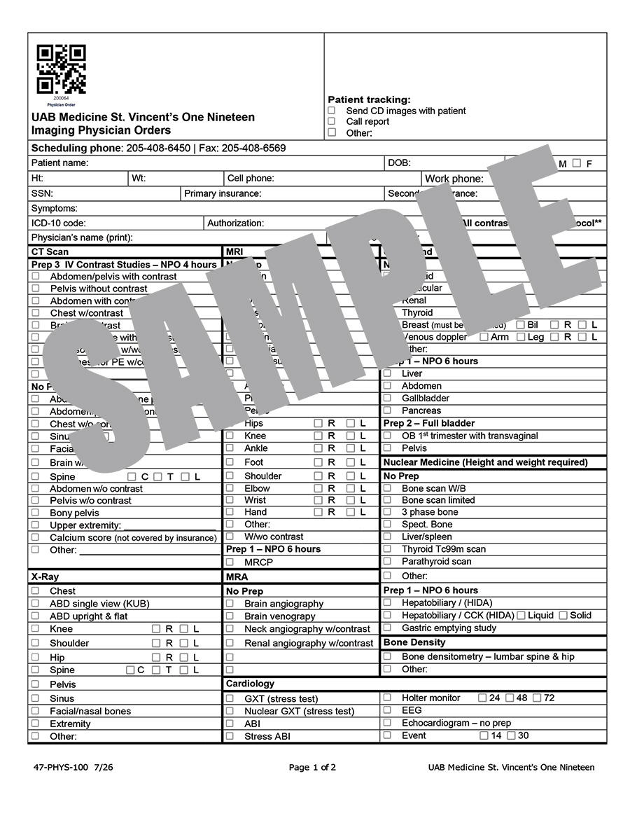 IMAGING PHYSICIAN ORDERS