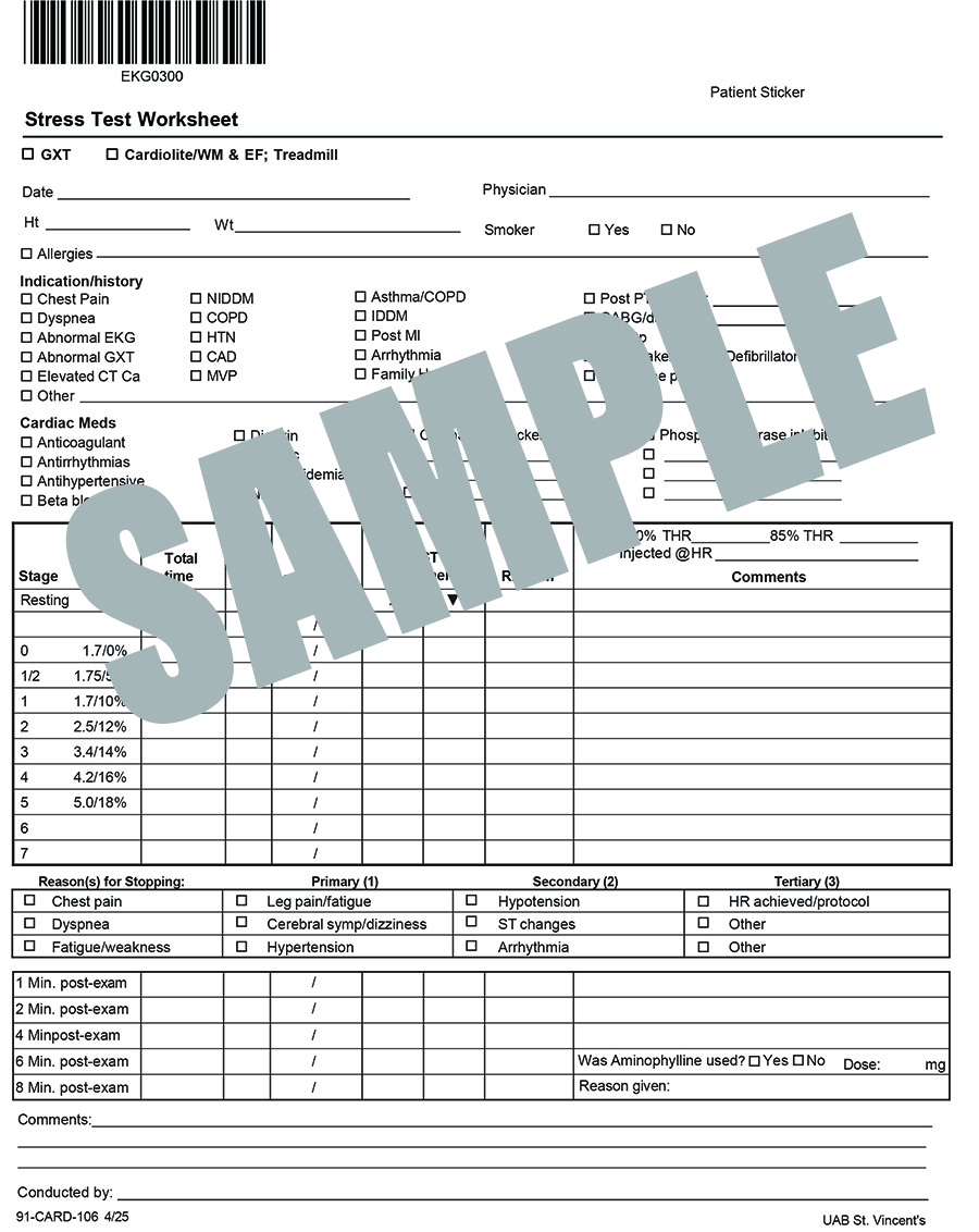 STRESS TEST WORKSHEET