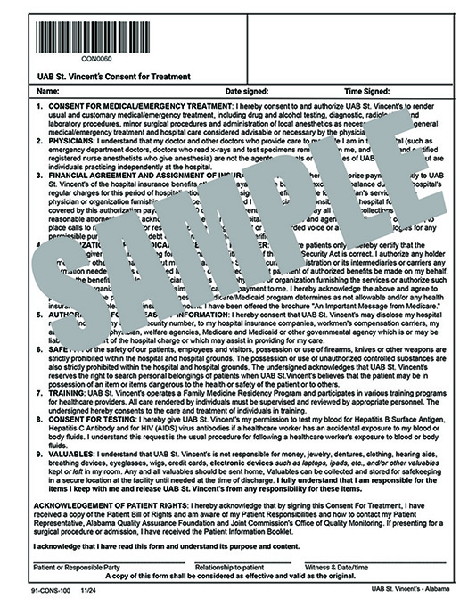 CONSENT FOR TREATMENT