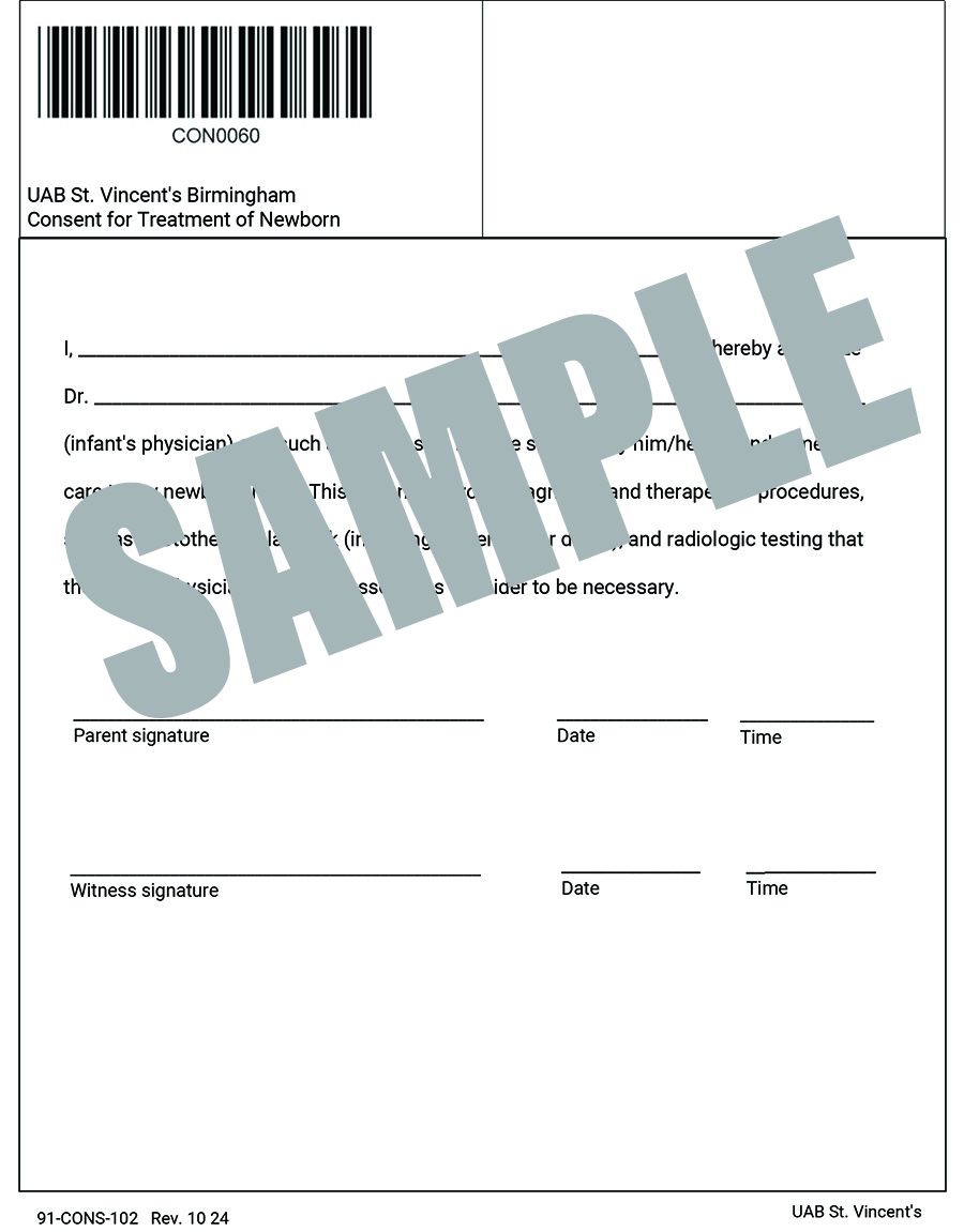 CONSENT FOR TREATMENT OF NEWBORN