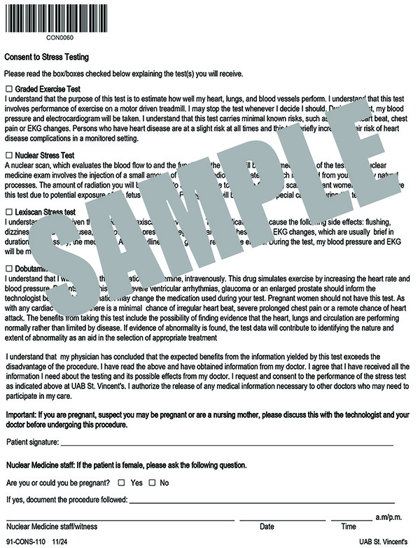 CONSENT TO STRESS TESTING