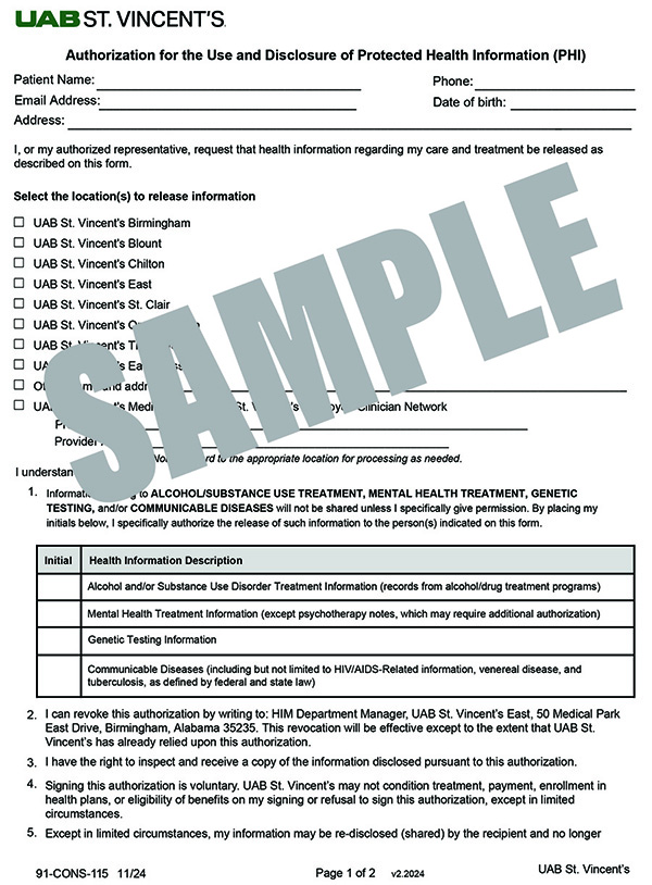 AL AUTHORIZATION FOR USE AND DISCLOSURE OF PHI