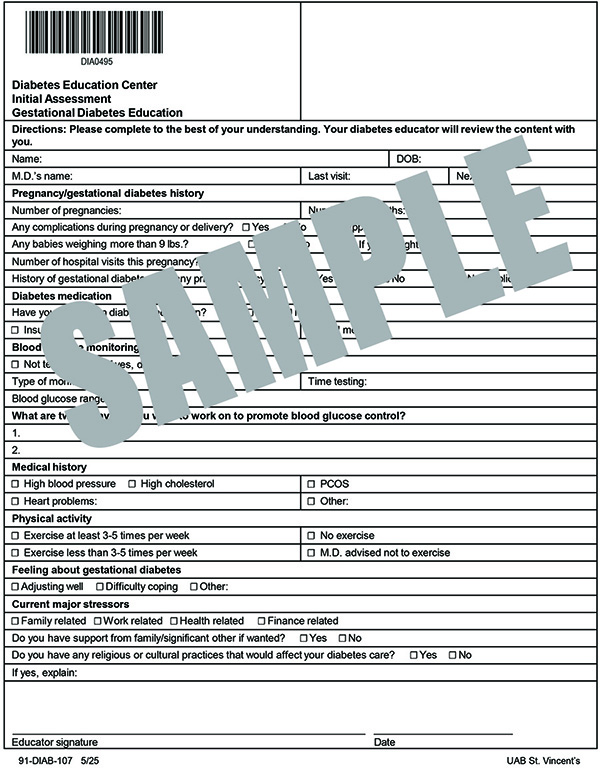 INITIAL ASSESSMENT GESTATIONAL DIABETES